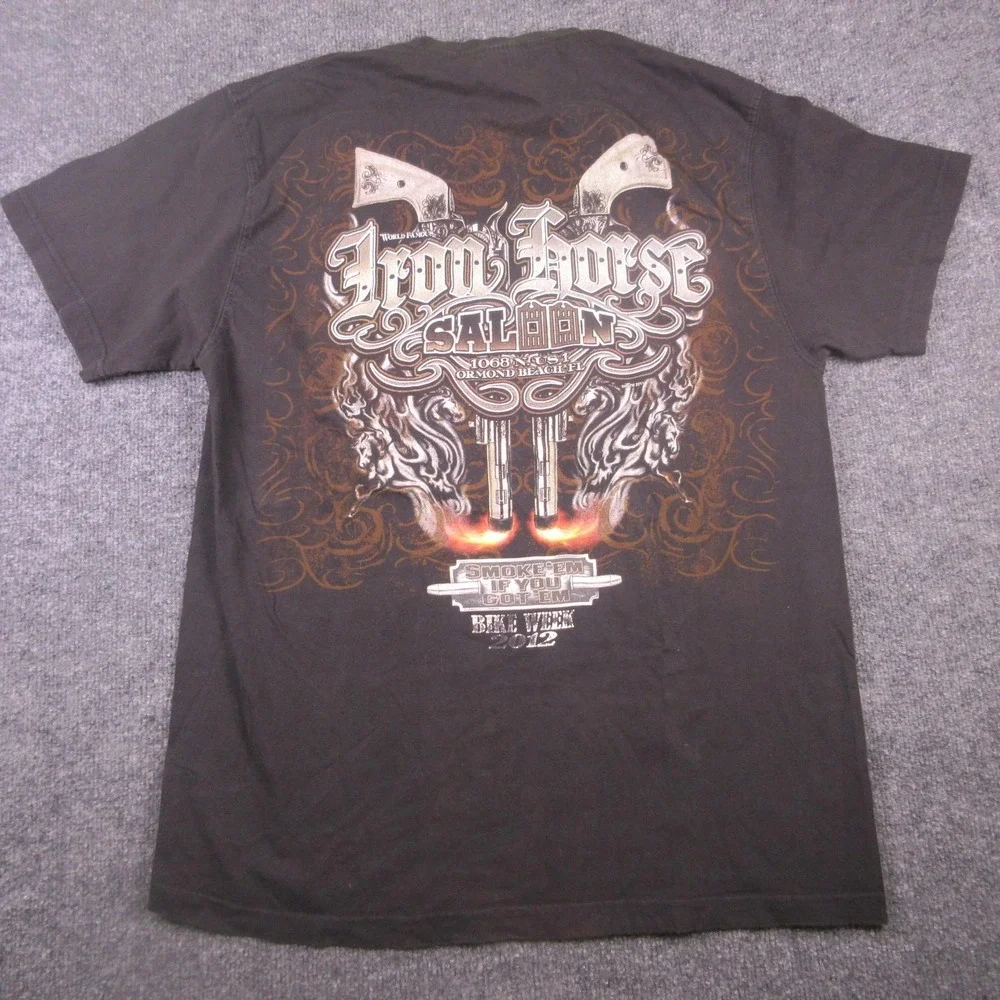 Jensen Shirt Mens XL Black Iron Horse Saloon Bike Week 2012 Pocket Graphic Tee